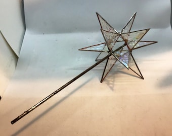 CHRISTMAS TREE TOPPER ! 7 inch stained glass star.