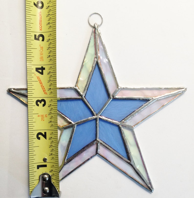 Stained Glass Stars 5 1/2 inches two colors, Beautiful SUNCATCHER or Wedding favors image 3