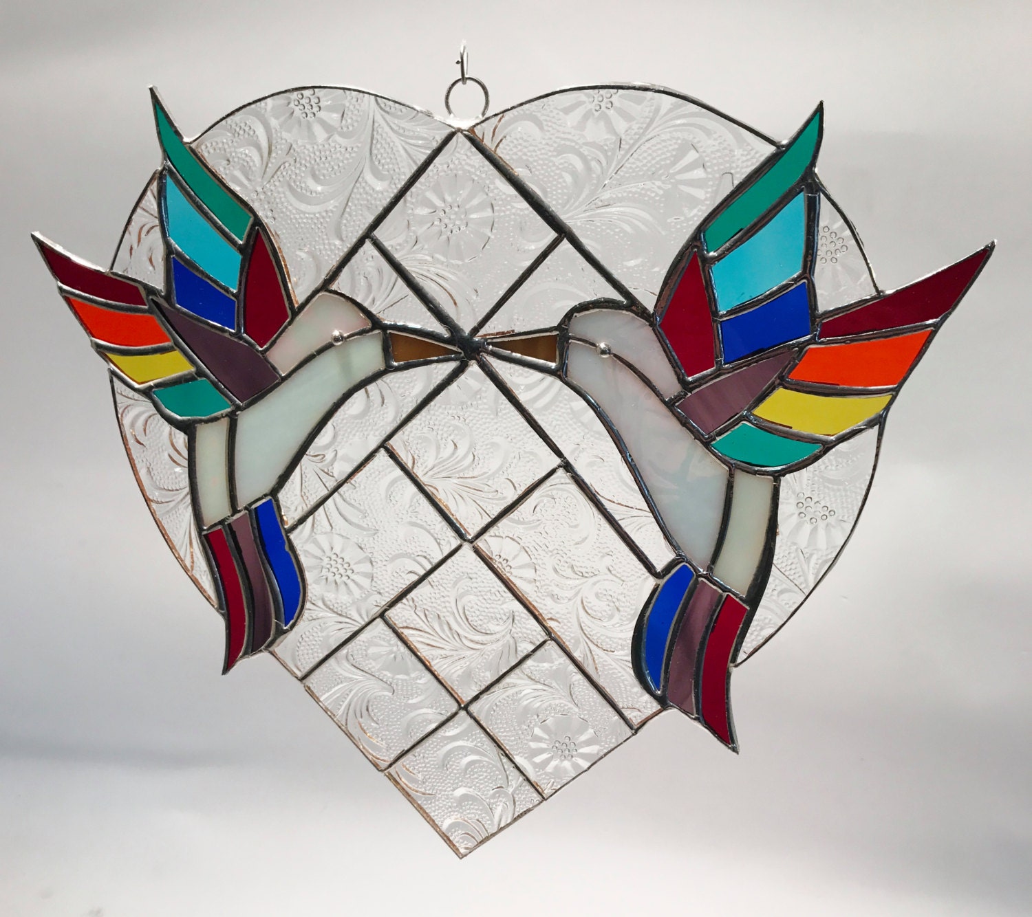 Stained Glass Heart Suncatcher, Rainbow Heart, Valentines Day Gift, Unity Heart  Ornament, LGBT Heart Gift, Anniversary Gift, Wedding, Love 