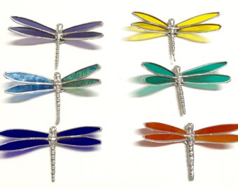 10 - Stained Glass DRAGONFLY'S ! Handmade, FIESTA COLOR, makes a beautiful gift!