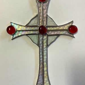 Stained Glass Cross  Crucifix       Hand Made         So Beautiful !