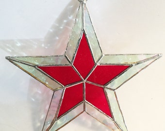 Stained Glass Stars 5 1/2 inches - two colors,  Beautiful SUNCATCHER or Wedding favors