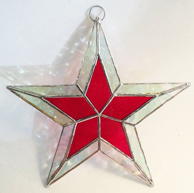 Stained Glass Stars 5 1/2 inches two colors, Beautiful SUNCATCHER or Wedding favors image 1