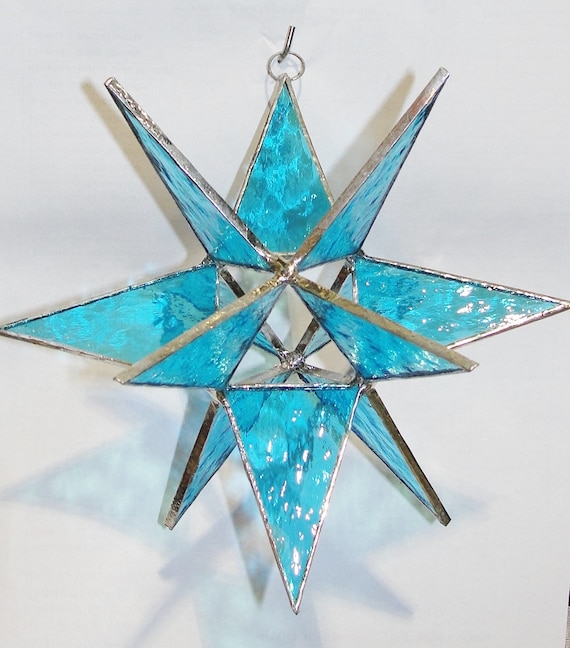 LARGE 7 INCH MORAVIAN STAINED GLASS MULTI COLOR STAR FREE SHIPPING!