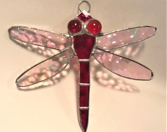 5 1/2 inch DRAGONFLY - Stained Glass Suncatcher - Many Colors