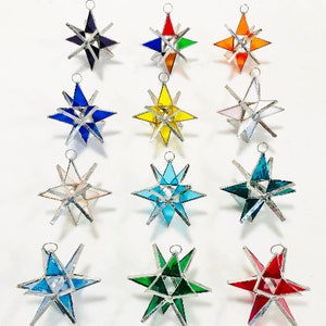 5 five Stained Glass MORAVIAN STARS by Fiesta Color many colors beautiful Wedding favors image 1