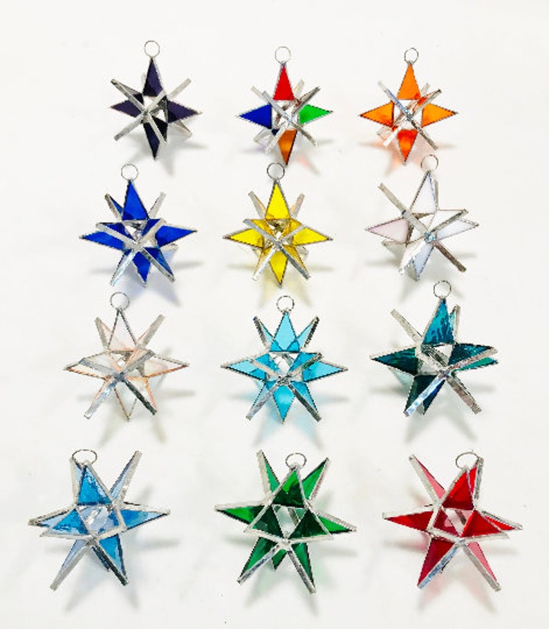 5 five Stained Glass MORAVIAN STARS by Fiesta Color many colors beautiful Wedding favors image 1