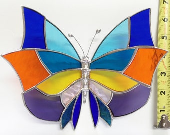 Large Stained Glass Butterlfy Gorgeous !  Handmade! Each one is ONE OF A KIND !!