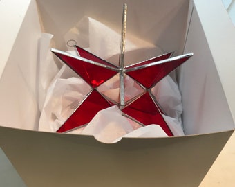 Large, 7 Inch, Stained Glass Moravian Star- with Gift Box!