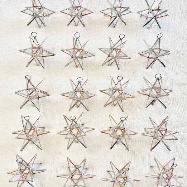 25 - Handmade CLEAR IRIDESCENT Moravian Stars! More COLORS! SunCatcher Ornaments