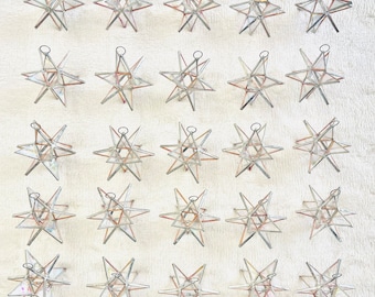 30 - Handmade Stained Glass SunCatcher Iridescent clear STARS . Perfect for wedding favors!