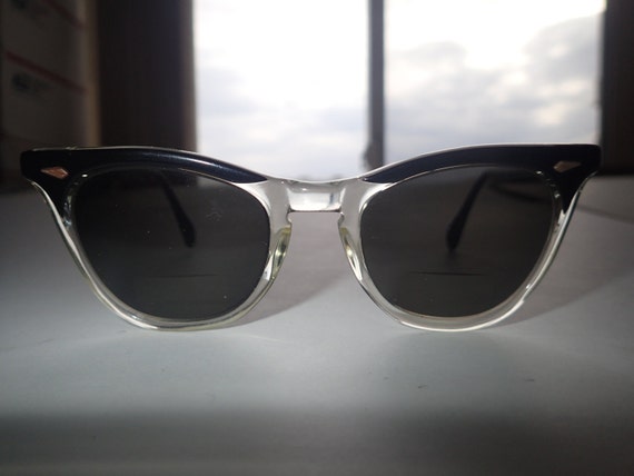 American Optical Cat's Eye Browline Sunglasses w/… - image 1