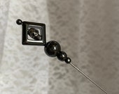 Skull 5 Stick Pin Gunmetal Dark Sturdy Stick to Use with Cap Clutch Halloween Skeleton Gothic Witch Hat Lapel Hatpin HP1113