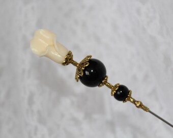4 Pin with Clutch }{ Ivory Cream Calla Lily Flower } Sturdy Stick to Use and Wear } Boutonniere Lapel Scarf Derby Wedding Corsage Hat HP694