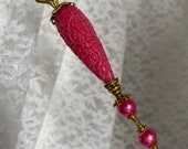 Victorian Hot Pink Hat Pin 10 Or Shorter Long Sturdy Stick with Clutch Cap to Use Wear Large Bold Hatpin HP1068