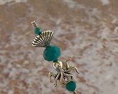 Hat Pin Octopus Hatpin Carnival Aqua Glass 8 Long Sturdy Stick with Point Cover to Use Wear Sun Summer Hatpin Beach HP1353