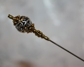 Hat Pin Silver Gold 6 quot Long Lapel Scarf Sturdy Stick New Victorian Vintage Antique Hatpin by Nonny HP2646