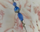 Blue Cat eye Glass Moonstone Victorian Hatpin 10 Or Shorter Long Sturdy Stick with Cap to Wear Wedding Scarf Hat Pin HP1576