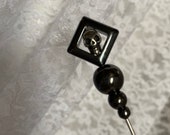 Skull 5 Stick Pin Gunmetal Dark Sturdy Stick to Use with Cap Clutch Halloween Skeleton Gothic Witch Hat Lapel Hatpin HP1118