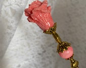 Victorian Flower Hat Pin 9 Long Sturdy Stick with Clutch Cap to Use Wear Large Bold Hatpin HP1121A