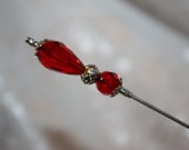 6 quot Long Hat Pin Red Crystal Glass Sturdy Stick High Quality New Victorian Art Deco Edwardian Antique Lapel Scarf Hatpin Vintage HP2776