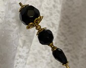 Mourning Hat Pin Huge Heavy Black Crystal Glass 10 Or Shorter Sturdy Stick Victorian Art Deco Antique Lapel Hatpin Vintage HP651