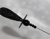 Mourning Black Crystal Hat Pin 9 quot Sturdy Steel Stick Clutch to Use or Display New Victorian Antique Funeral Hatpin Lapel Scarf HP3441