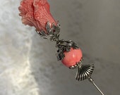 Victorian Flower Hat Pin 8 Long Sturdy Stick with Clutch Cap to Use Wear Large Bold Hatpin HP1122
