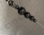 Skeleton Skull 7 Hat Pin Gunmetal Dark Sturdy Stick to Use with Cap Clutch Halloween Gothic Witch Lapel Hatpin HP1115