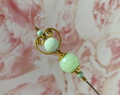 Long Hatpin Green Faceted Glass Choose your length 14 Or Shorter Sturdy Steel Stick with Clutch Cap Victorian Hat Pin HP1642