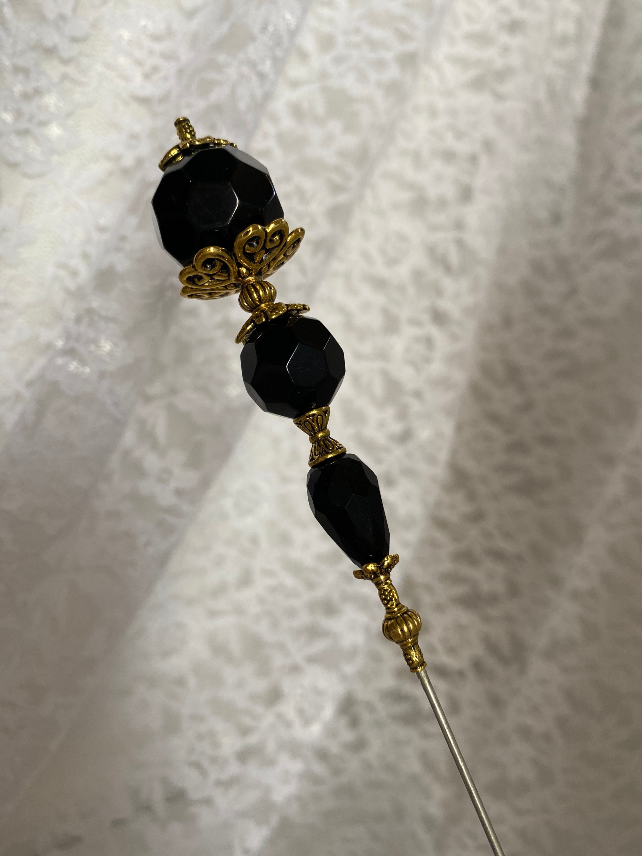 Mourning Hat Pin Huge Heavy Black Crystal Glass 10 or Etsy