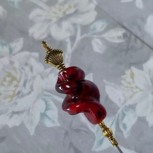 Long Hat Pin }{ Red Murano glass spiral }{ Choose your Length }{ Sturdy Stick to Use with Cap Clutch }{  Hatpin HP4005A