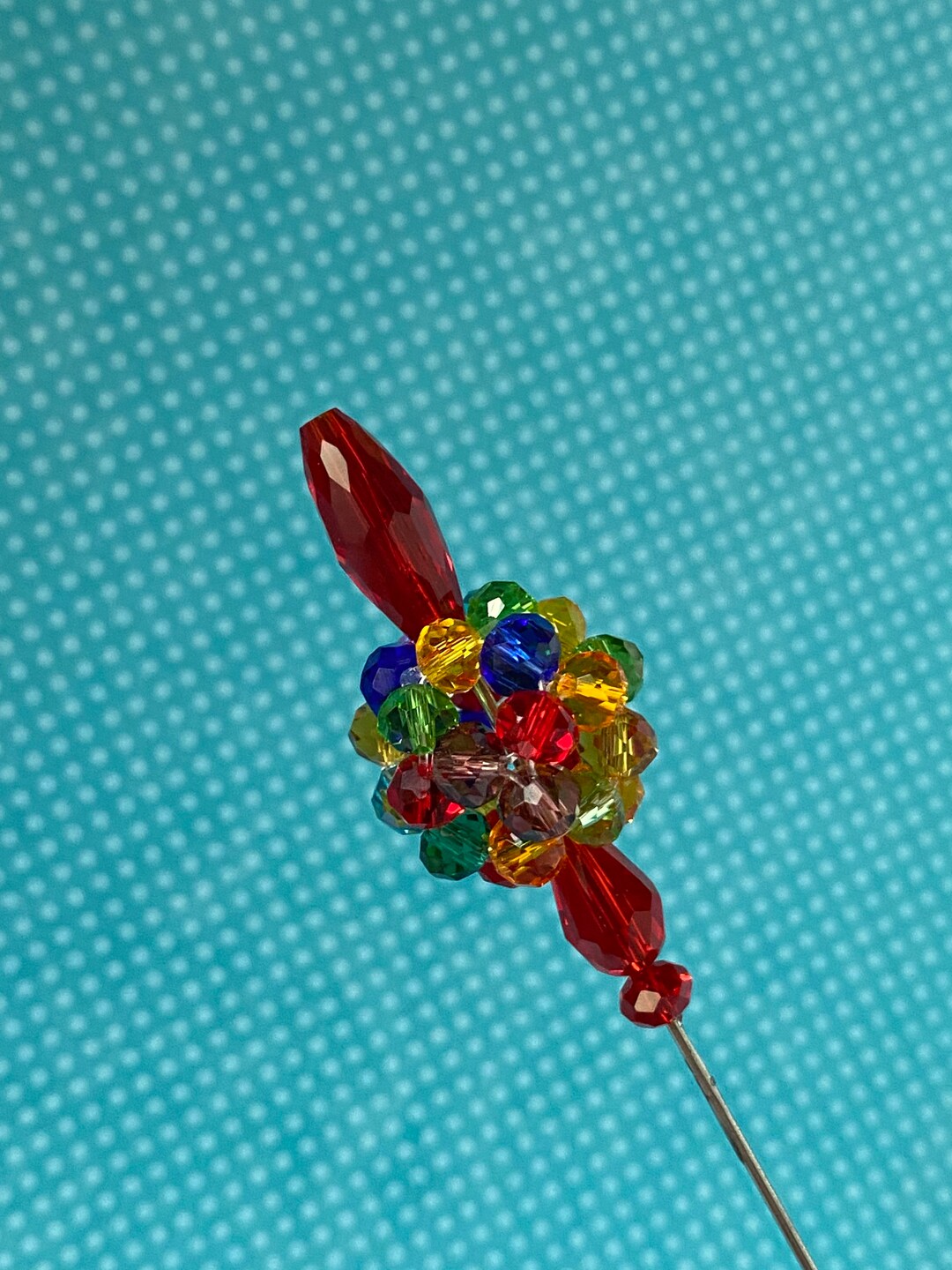 Sparkling Bold Crystal Glass Woven Beads Victorian Hat Pin }{ 10” or ...