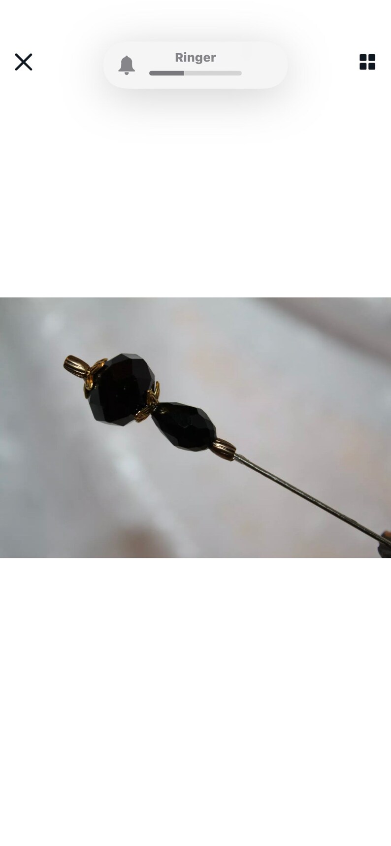 6 Long Hat Pin }{ Black Crystal Glass { Sturdy Stick } Mourning New Victorian Art Deco Edwardian Antique Lapel Scarf Hatpin Vintage HP2943
