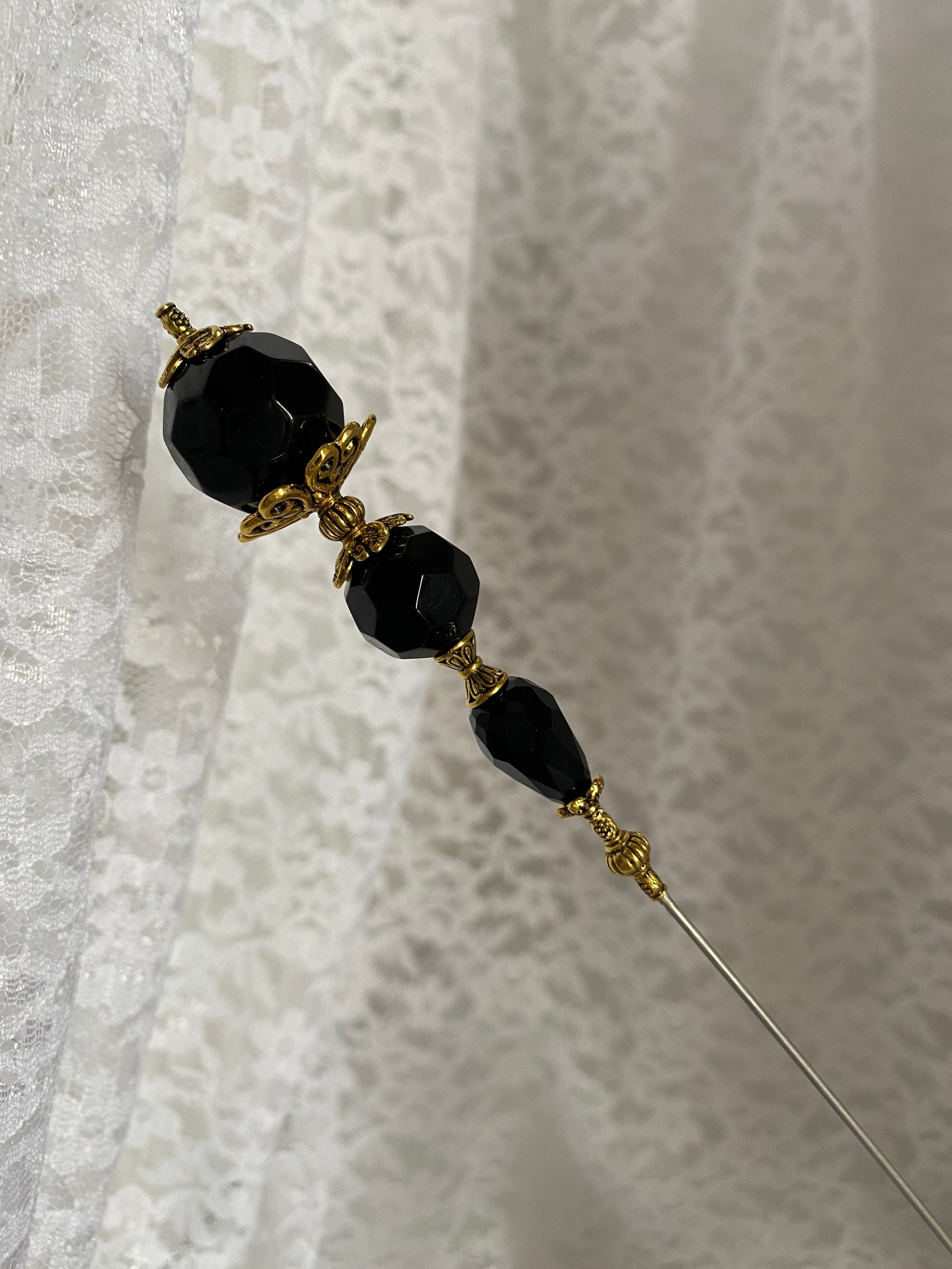 Mourning Hat Pin Huge Heavy Black Crystal Glass 10 or Etsy