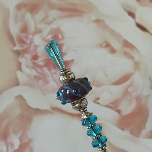 Victorian Long Hatpin }{ Lavender Purple and Aqua Ice Blue }{ 8” or Shorter Sturdy Stick with Clutch }{ Made to Wear }{ Hat Pin }{ HP1910
