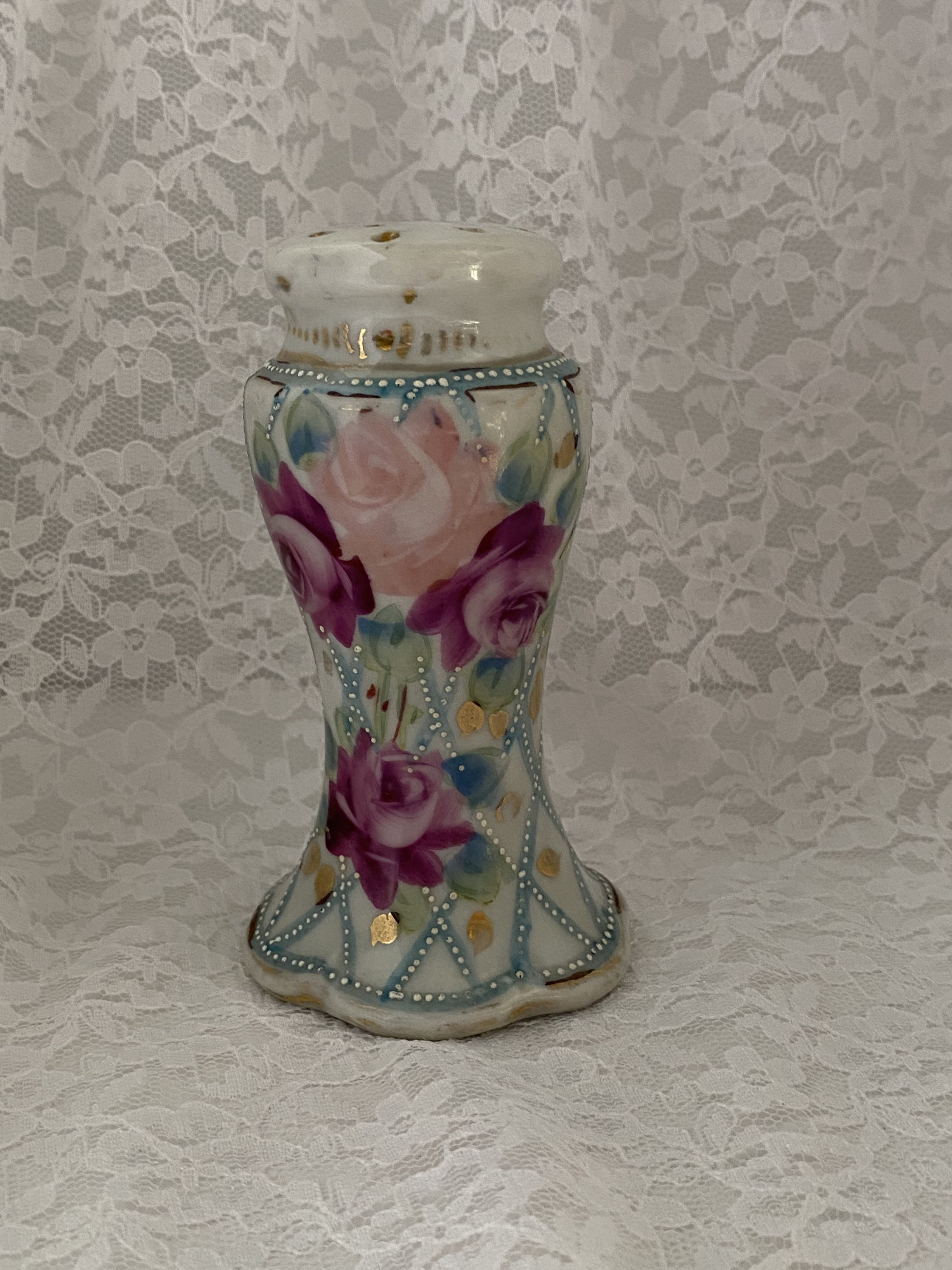Antique Hat Pin Holder Delicate Blue with Hand Painted Pink Etsy