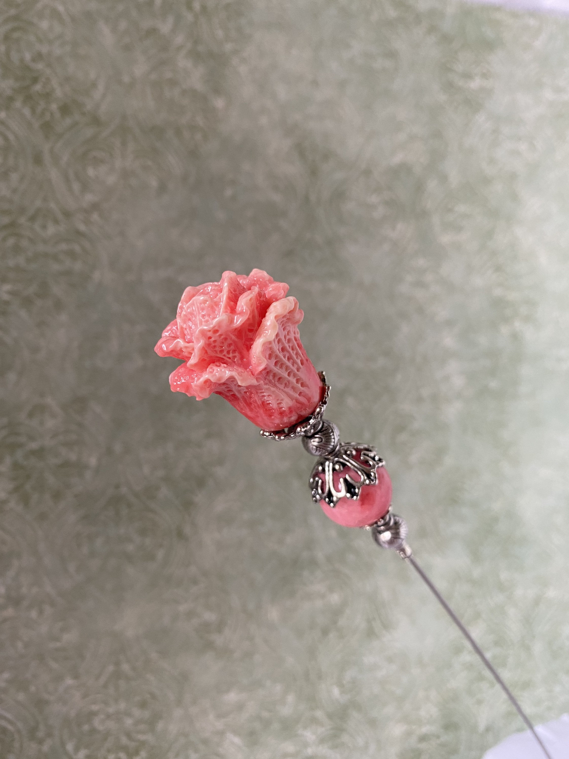 Victorian Coral Color Flower Hat Pin 10 Long or Shorter Etsy