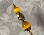 Cat s Eye Victorian Hatpin Butterscotch Orange Choose your Length Sturdy Steel Stick with Clutch Cap to Use Hat Pin HP4027
