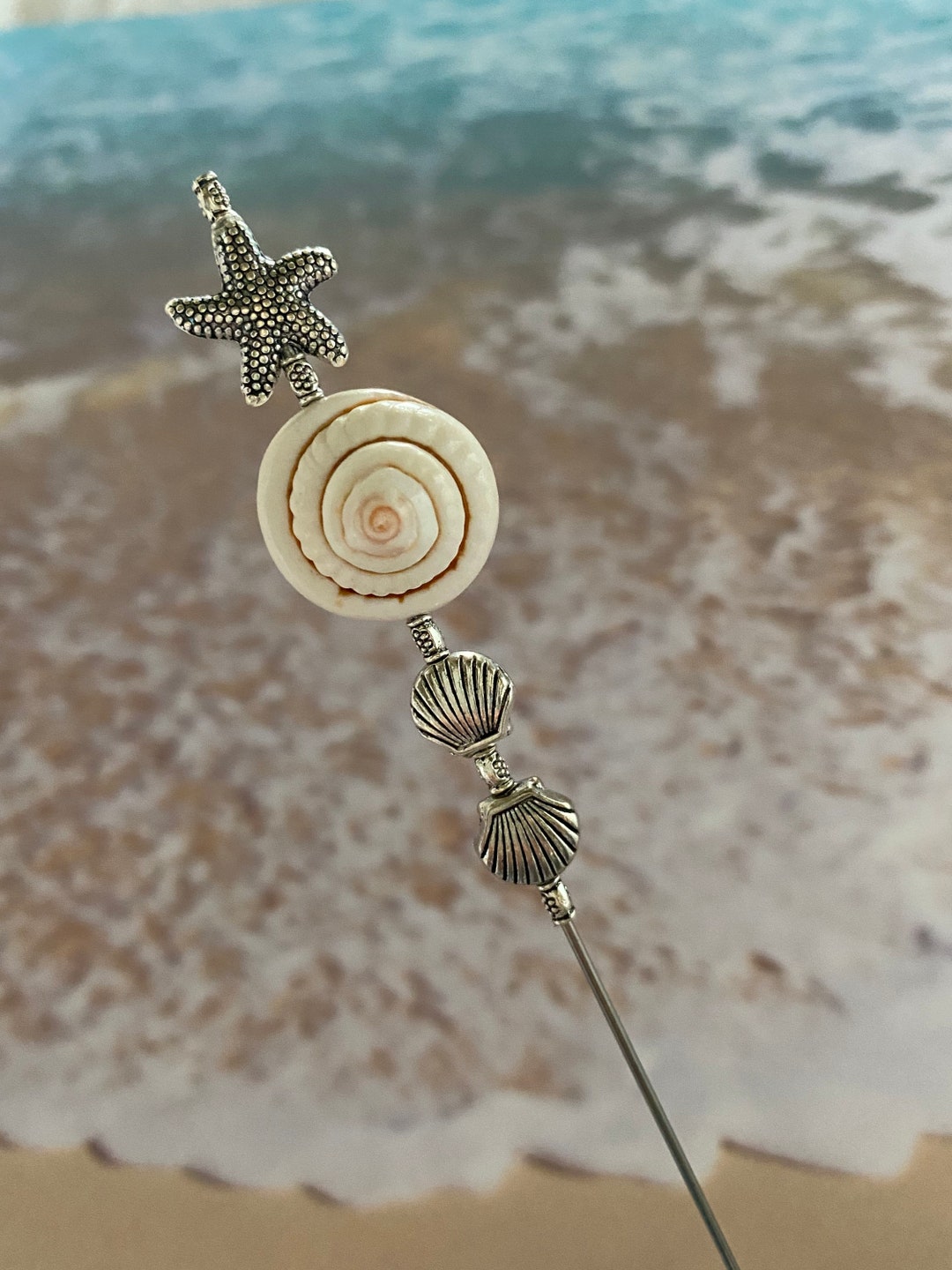 Star Fish Shell Hat Seashell Hatpin Starfish }{ Perfect for Your Summer Hat } 10” Long ...