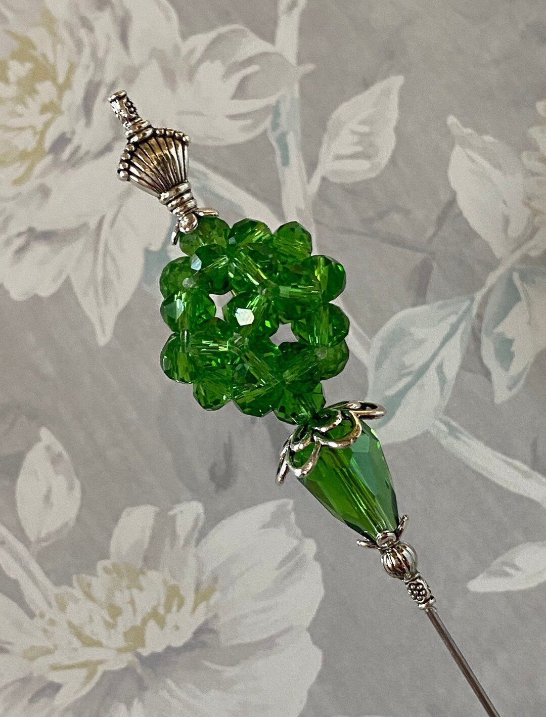 Vintage Green Crystal Pin main image 1