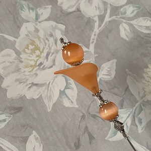 Long Hatpin Orange Cat’s Eye Glass }{ Sturdy Steel Stick & Clutch }{ Choose your length }{ Made to Wear Derby  } HP3953