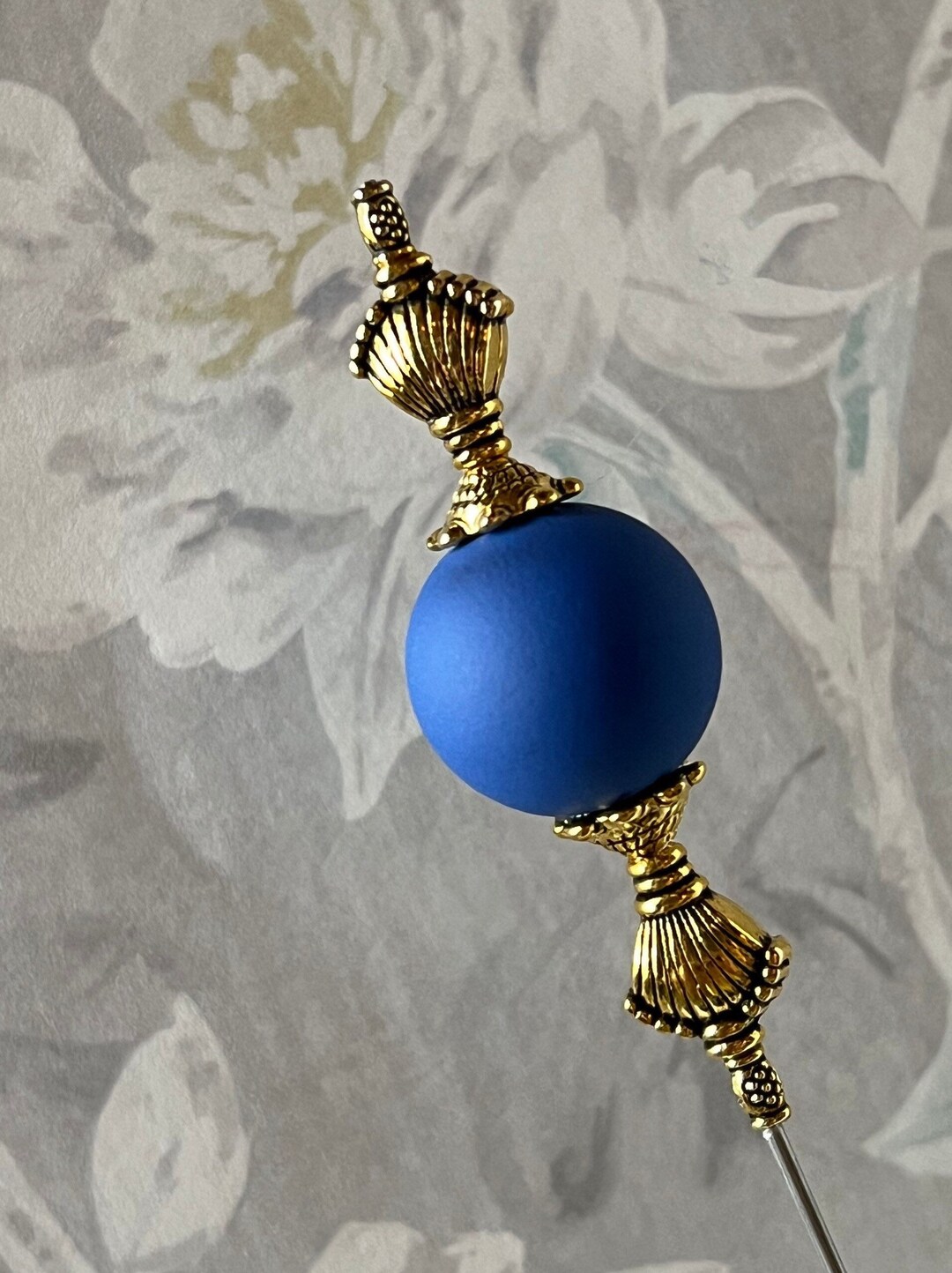 HATPIN }{ Blue & Gold Hat Pin }{ Extra Long Lengths Available ~ Choose ...