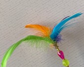 Colorful Feather Hatpin Fuchsia Green Purple Orange Aqua Blue Long Sturdy Steel Stick Choose your length Mardi Gras Hat Pin HP4037