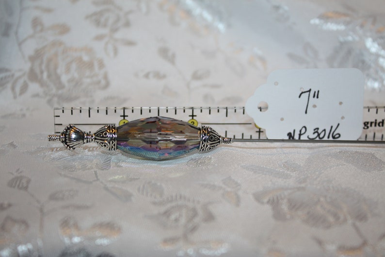 7 Long Hat Pin }{ Huge Carnival Crystal Glass { Sturdy Stick } BOLd High Quality New Victorian Antique Lapel Scarf Hatpin Vintage HP3016