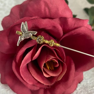 Exquisite Fan Hat Pin }{ 8” Sturdy Stick With Point Cover to