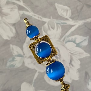Vivid Blue Cat’s Eye Glass Hatpin }{ Victorian }{ Choose your Length }{ Sturdy Stick to Use with Cap Clutch Hat Pin HP3890