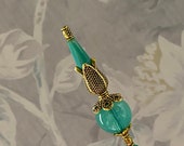 Victorian Long Hatpin Choose your length Sturdy Steel Stick to Use Deep Turquoise Aqua Includes Clutch HP4413