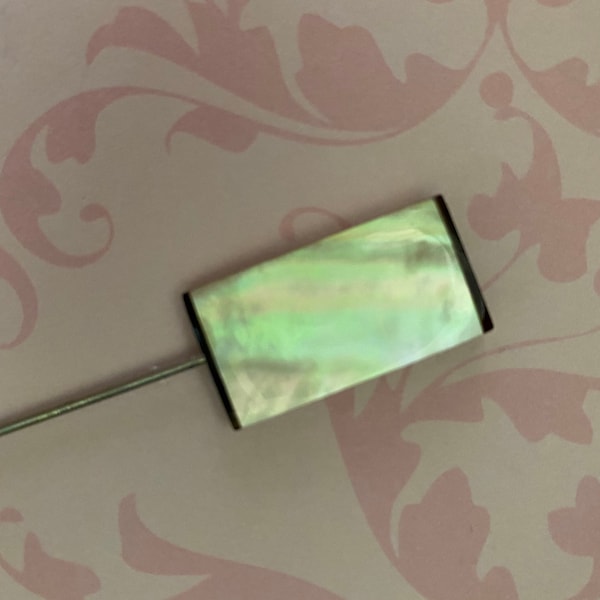 STICK PIN }{ Mother of Pearl Lapel Pin Boutonnière }{ 4” Long Sturdy with Sharp Point with Clutch Hat Pin }{ Made to Wear HP1424