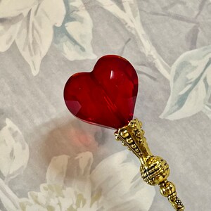 HATPIN }{ Sparkling Heart Hat Pin }{ Bright Red Choose your Length 14” 13” 12” 11” 10” 9” 8” 7” 6” 5” 4” 3” Long Stick Valentine Gift HP4271